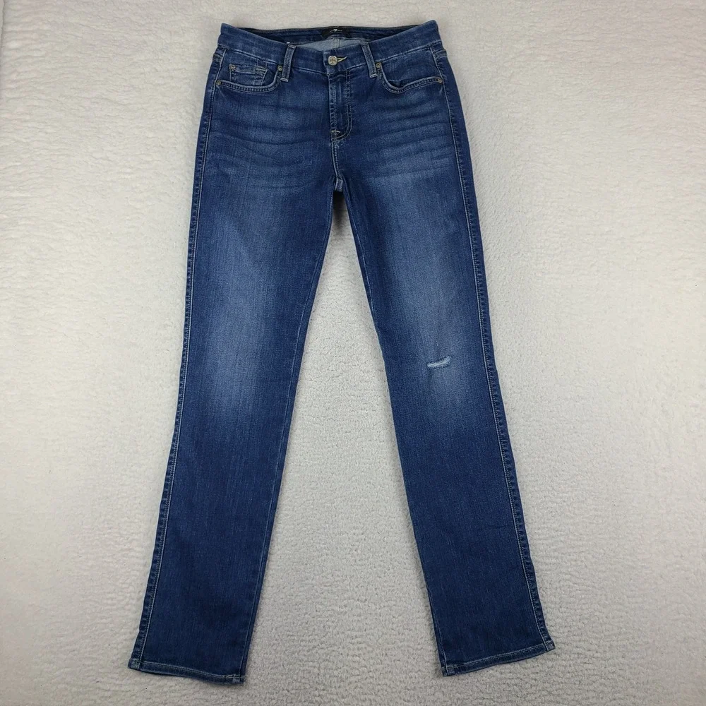 7 For All Mankind Jeans Womens 30x32 Blue Kimmie Straight Leg Dark Wash Denim